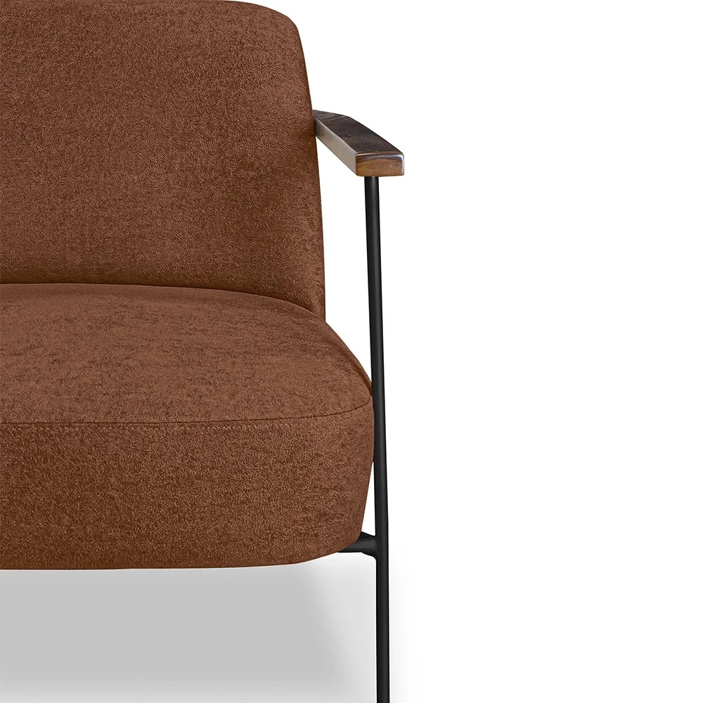 Poltrona para Sala Pés Metálicos Kit 2 Ellen S06 Boucle Terracota - Mpozenato