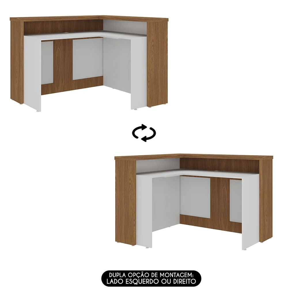 Balcão de Atendimento Recepção 135cm Corp A06 Freijó/Branco  - Mpozenato