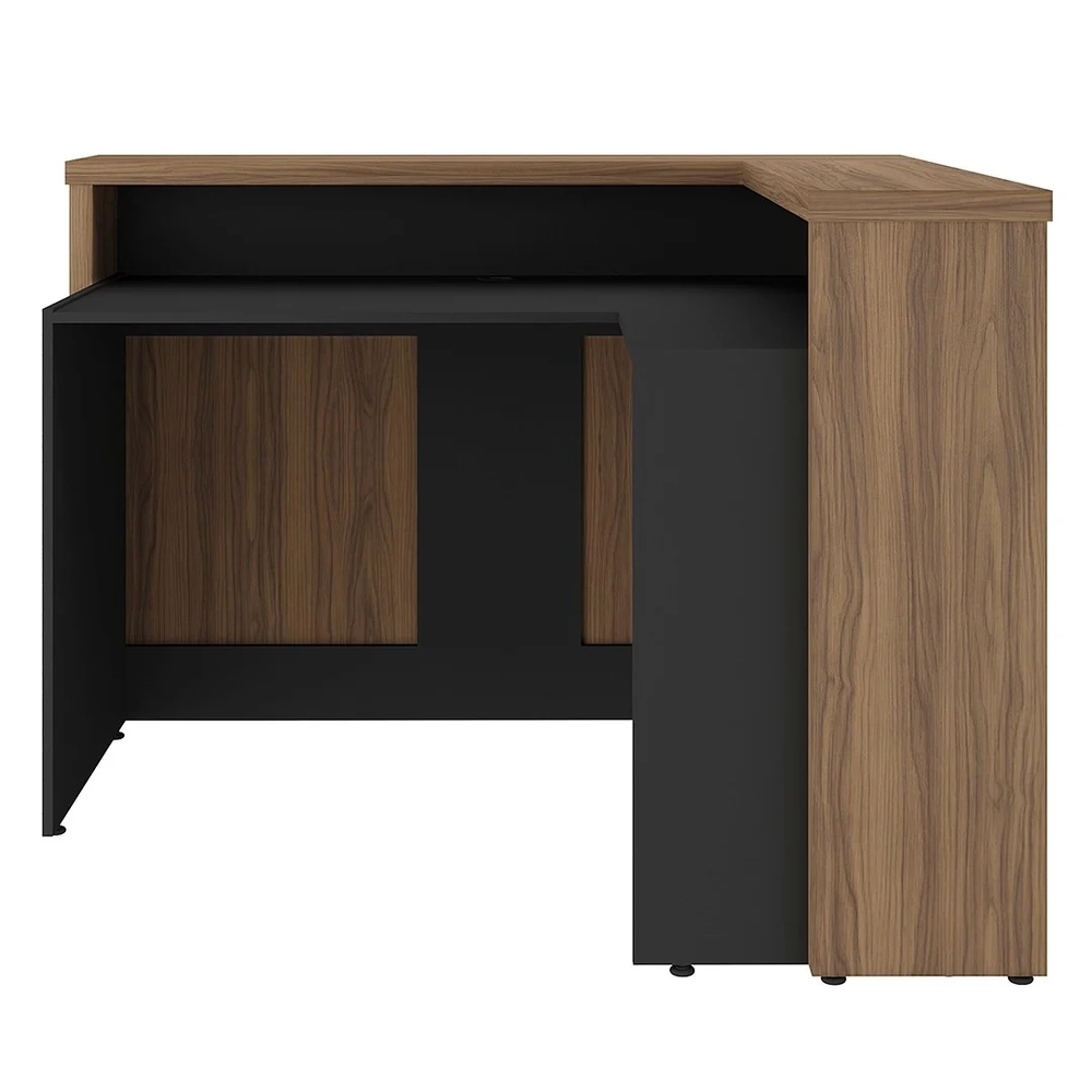 Balcão de Atendimento Recepção 135cm Corp A06 Nogal/Preto    - Mpozenato