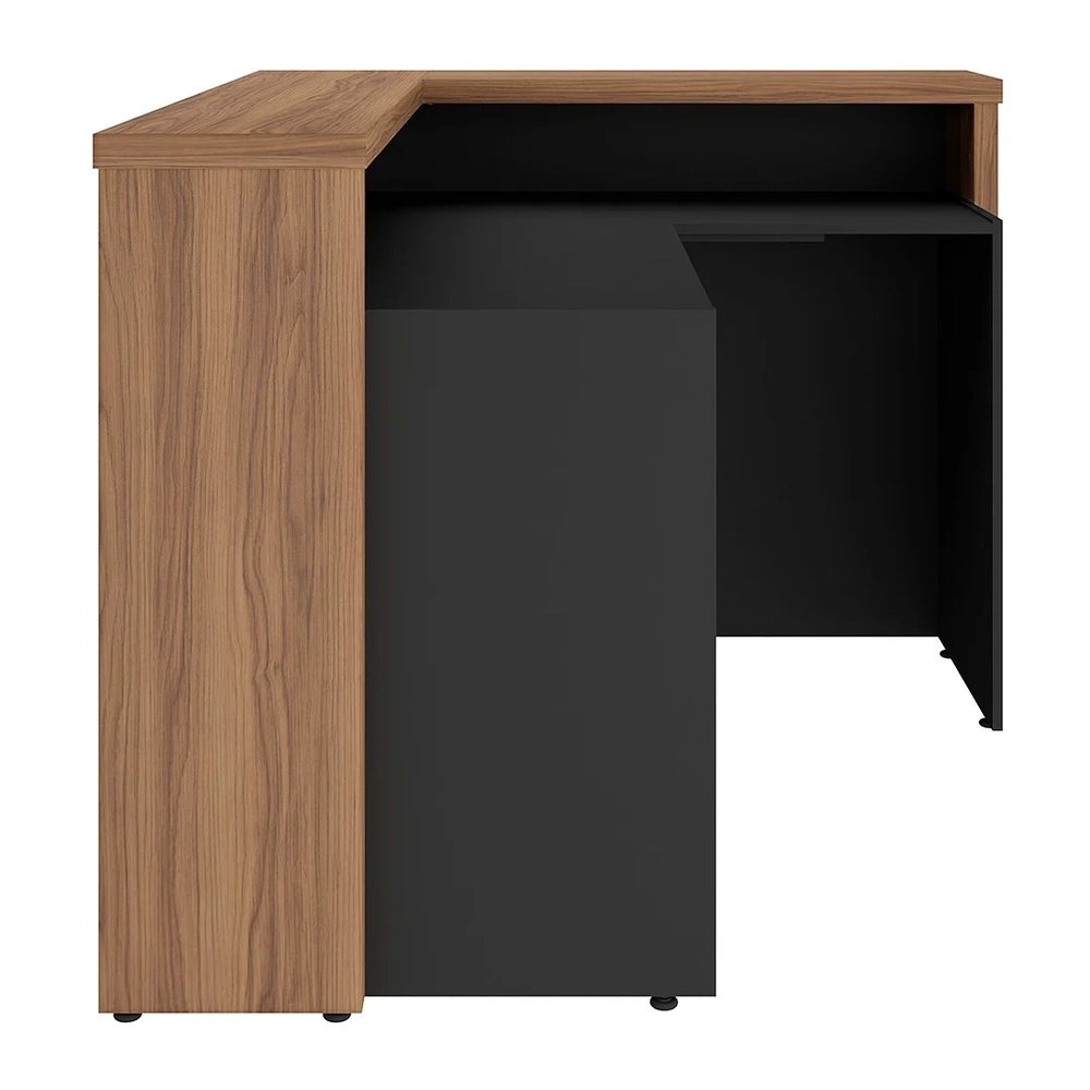 Balcão de Atendimento Recepção 135cm Corp A06 Nogal/Preto    - Mpozenato