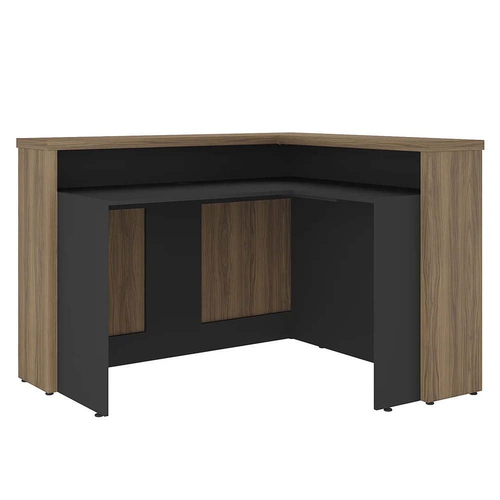 Balcão de Atendimento Recepção 135cm Corp A06 Nogal/Preto    - Mpozenato