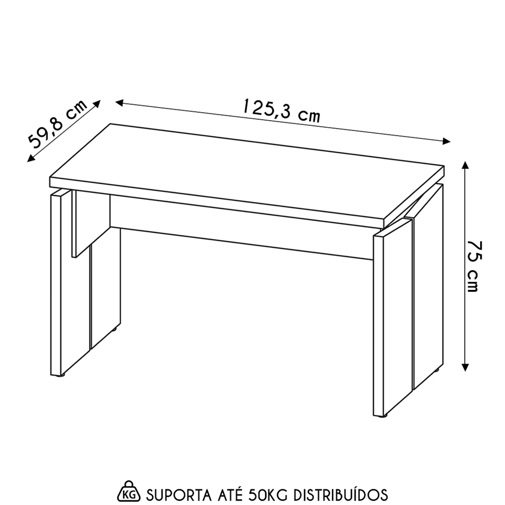 Mesa Para Escritório Home Office 125cm Corp A06 Nogal/Preto  - Mpozenato