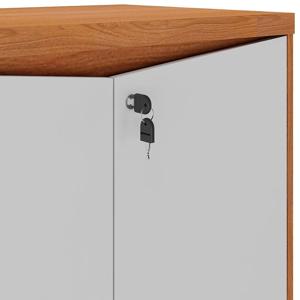 Armário Escritório com Chave 2 Portas Corp A06 Freijó/Branco - Mpozenato