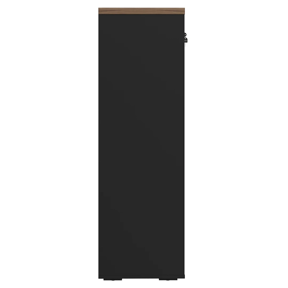 Armário Escritório com Chave 2 Portas Corp A06 Nogal/Preto   - Mpozenato