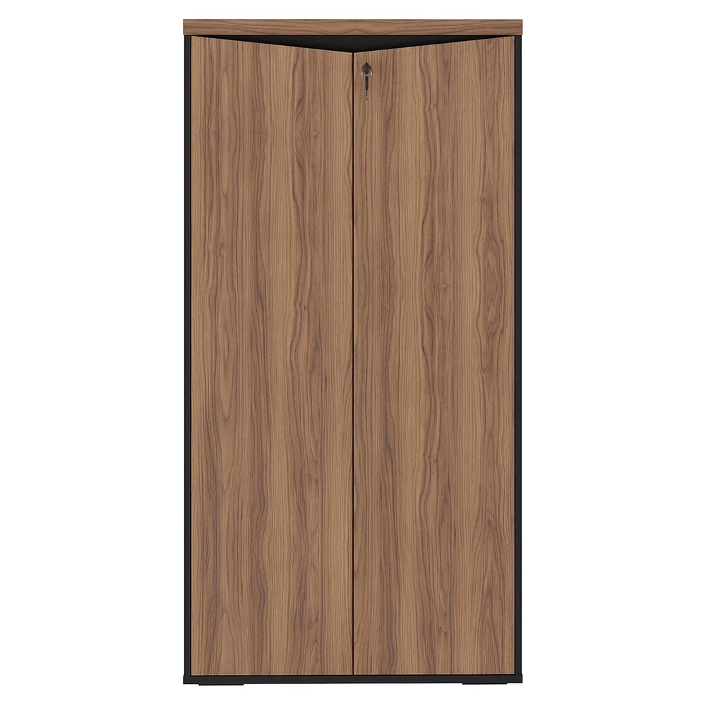 Armário Escritório com Chave 2 Portas Corp A06 Nogal/Preto   - Mpozenato