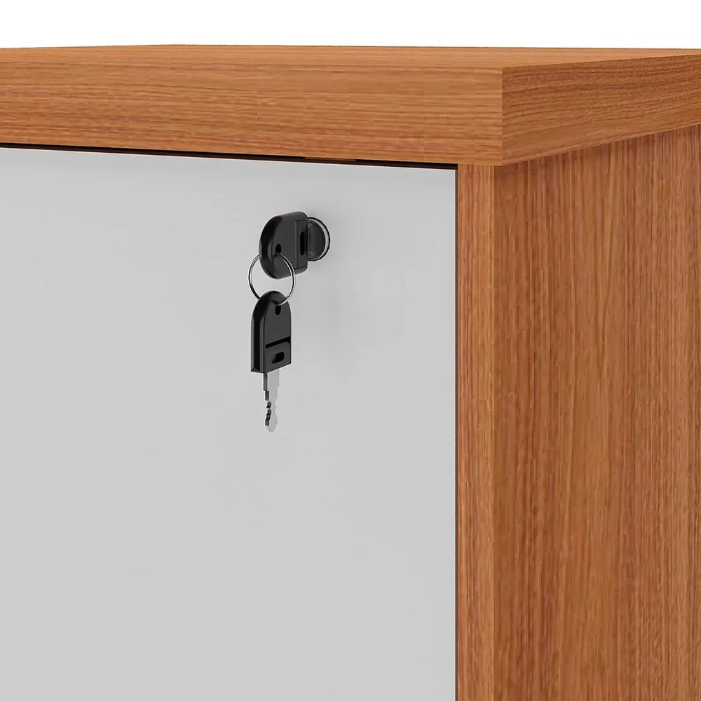 Armário Arquivo com Chave 4 Gavetas Corp A06 Freijó/Branco   - Mpozenato