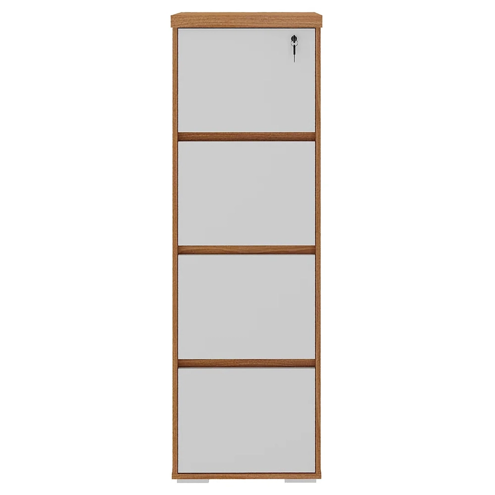 Armário Arquivo com Chave 4 Gavetas Corp A06 Freijó/Branco   - Mpozenato