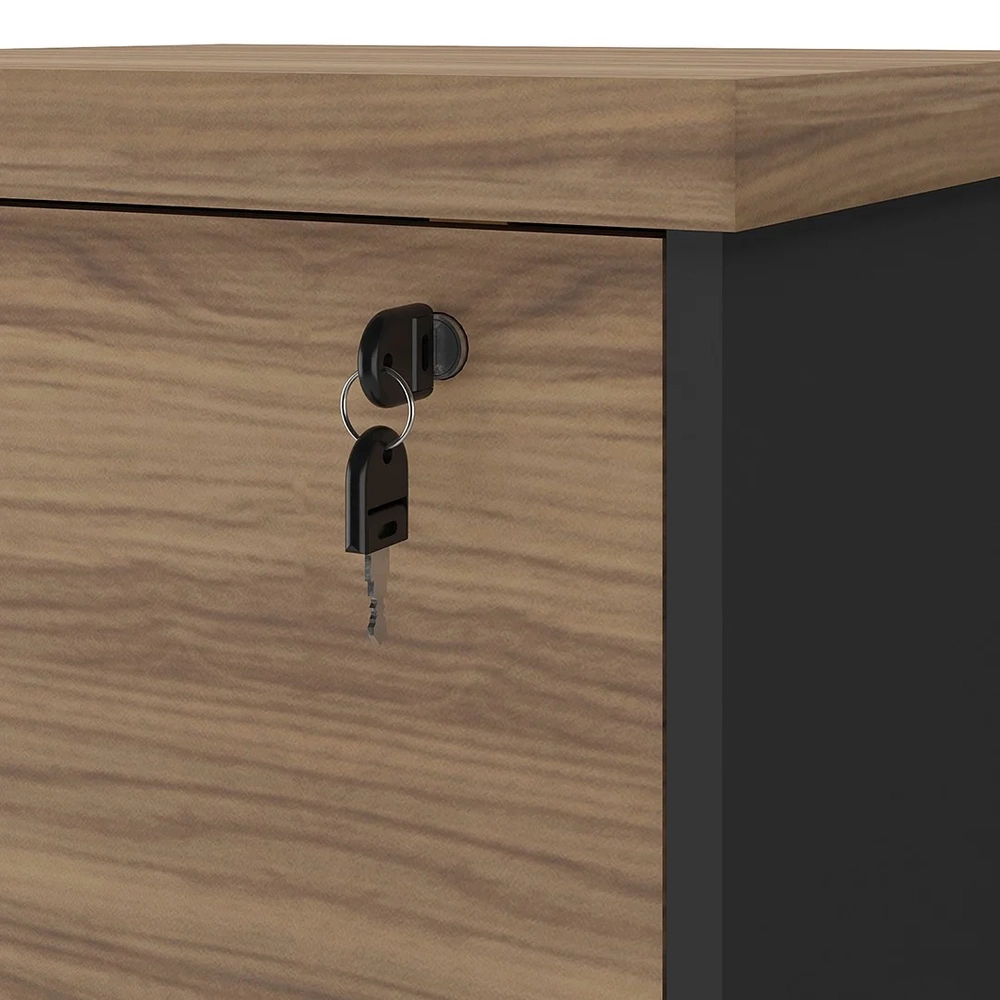 Armário Arquivo com Chave 4 Gavetas Corp A06 Nogal/Preto     - Mpozenato