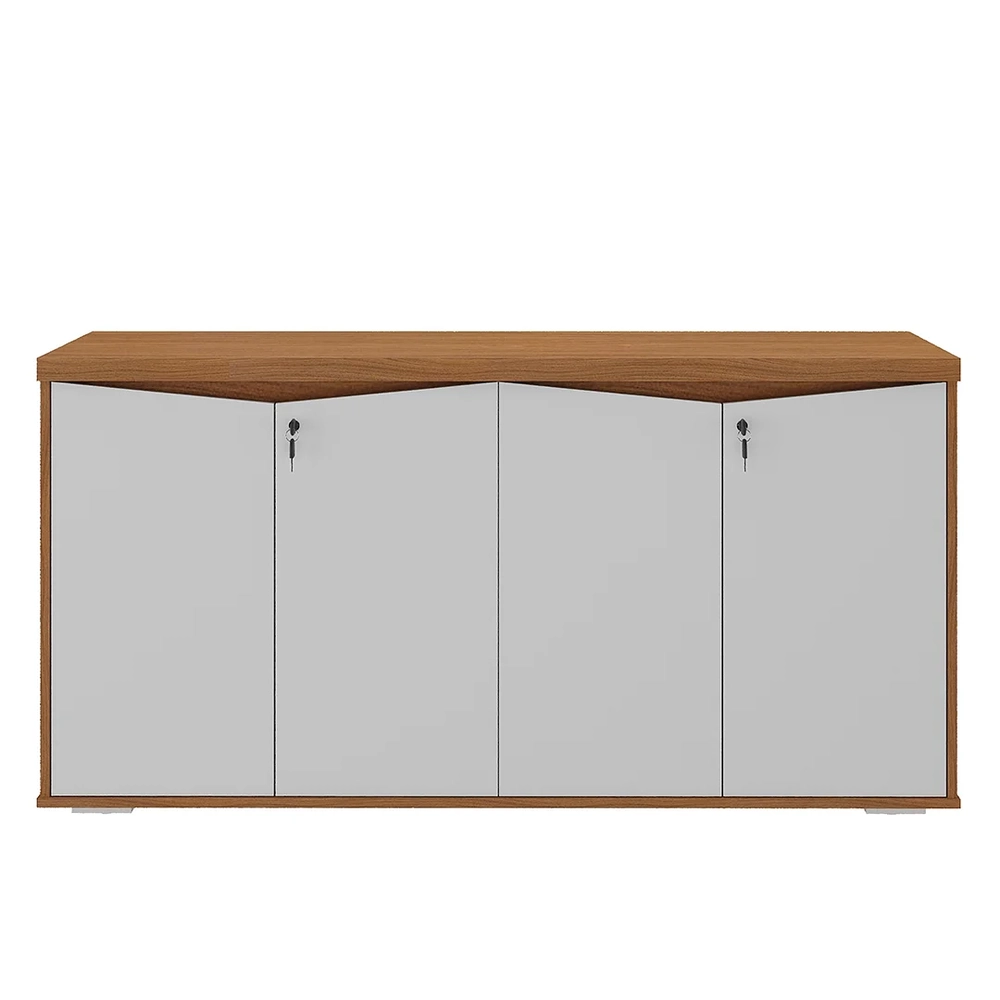 Balcão para Escritório com Chave 148cm Corp A06 Freijó/Branco - Mpozenato