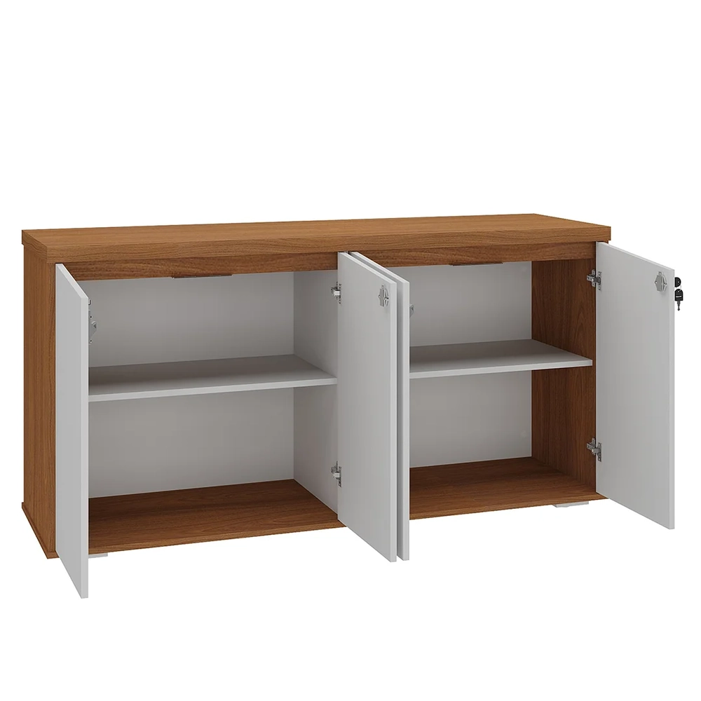 Balcão para Escritório com Chave 148cm Corp A06 Freijó/Branco - Mpozenato