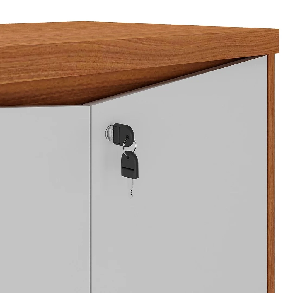 Balcão para Escritório com Chave 148cm Corp A06 Freijó/Branco - Mpozenato