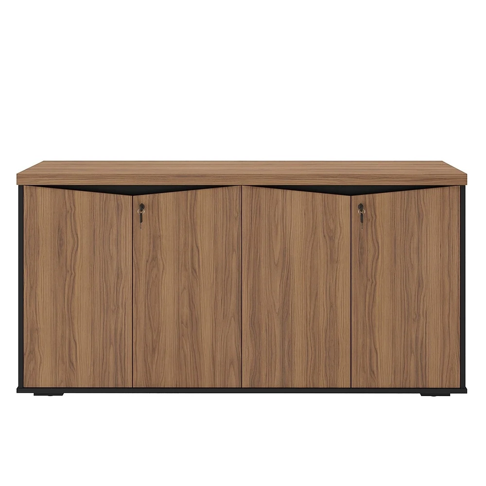 Balcão para Escritório com Chave 148cm Corp A06 Nogal/Preto  - Mpozenato