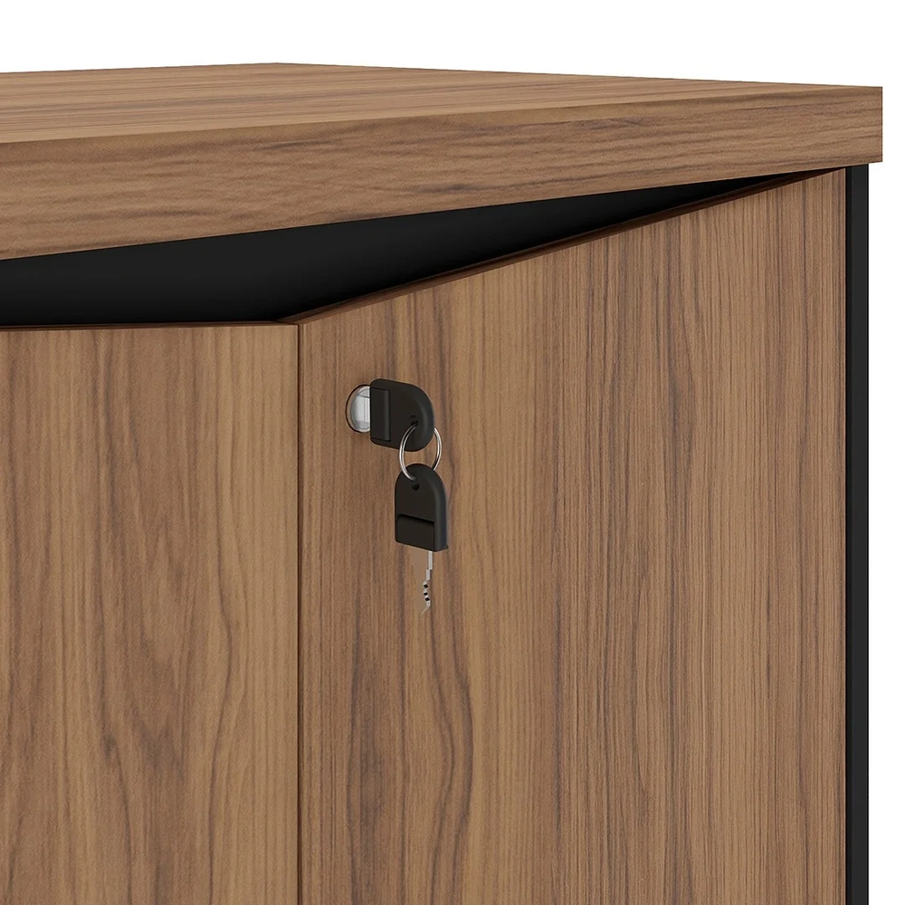 Balcão para Escritório com Chave 148cm Corp A06 Nogal/Preto  - Mpozenato