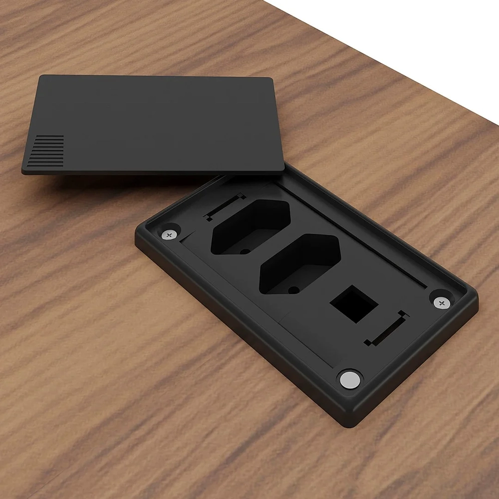 Mesa Escritório em L Gerência 170cm Corp A06 Nogal/Preto     - Mpozenato