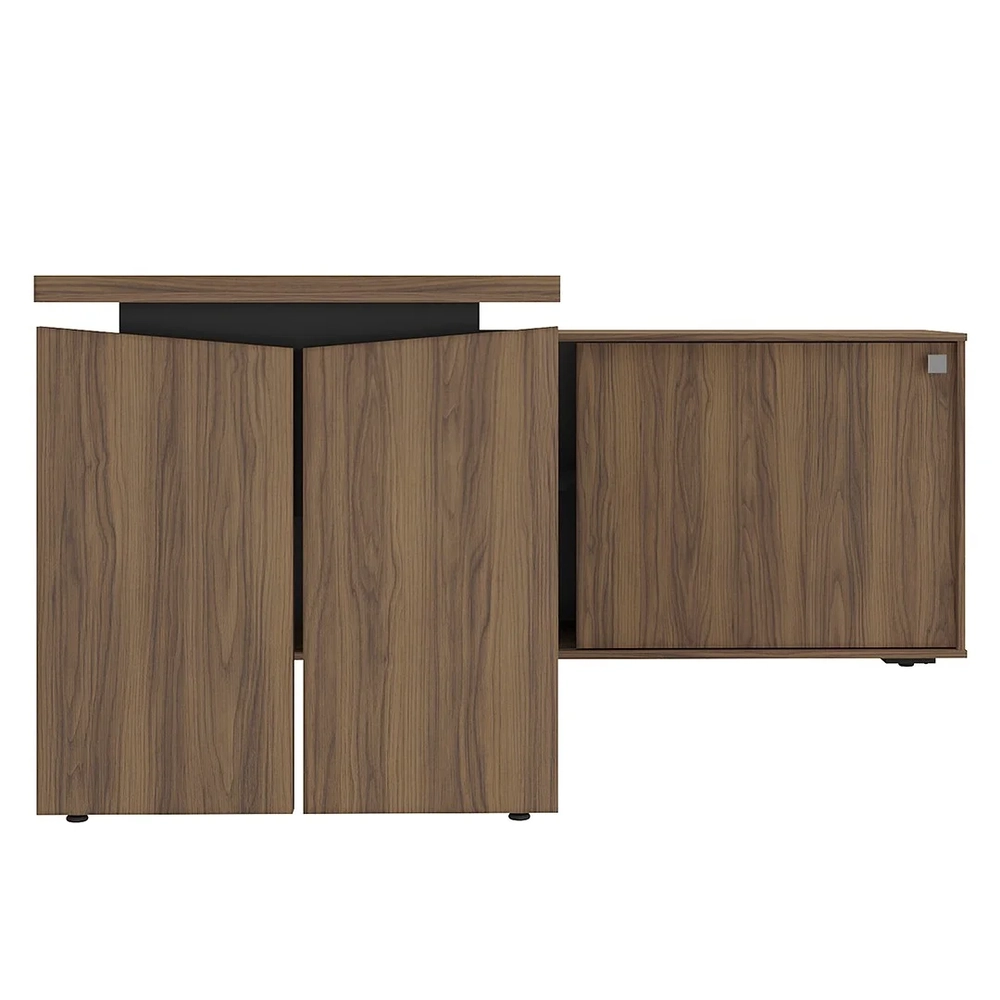 Mesa Escritório em L Gerência 170cm Corp A06 Nogal/Preto     - Mpozenato