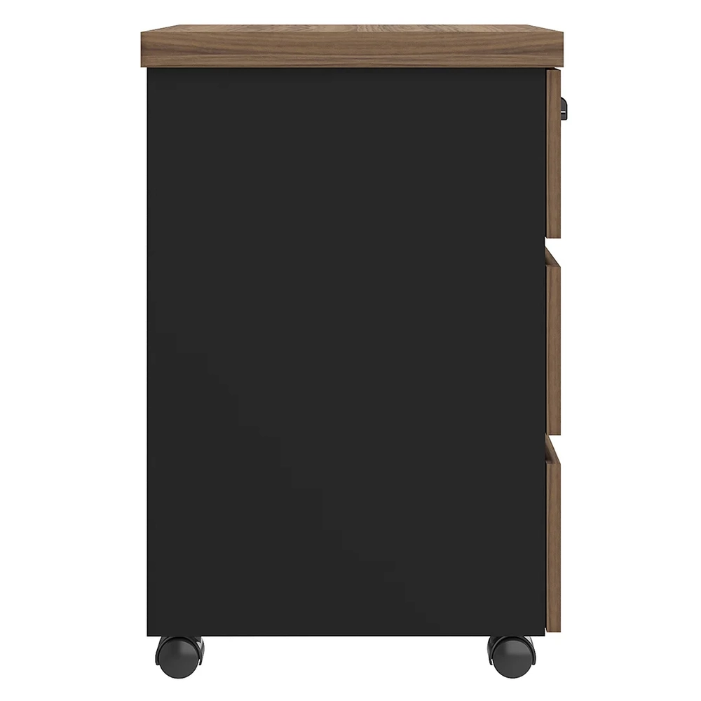 Gaveteiro para Escritório com Rodízios Corp A06 Nogal/Preto  - Mpozenato