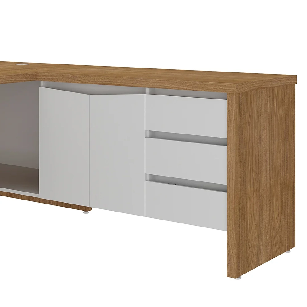 Mesa para Escritório em L Chefia 190cm Corp A06 Freijó/Branco - Mpozenato
