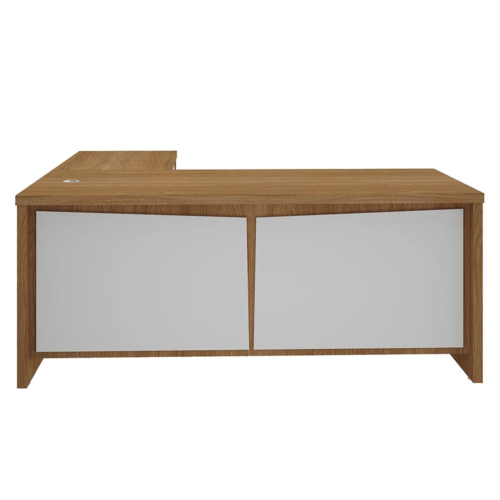Mesa para Escritório em L Chefia 190cm Corp A06 Freijó/Branco - Mpozenato