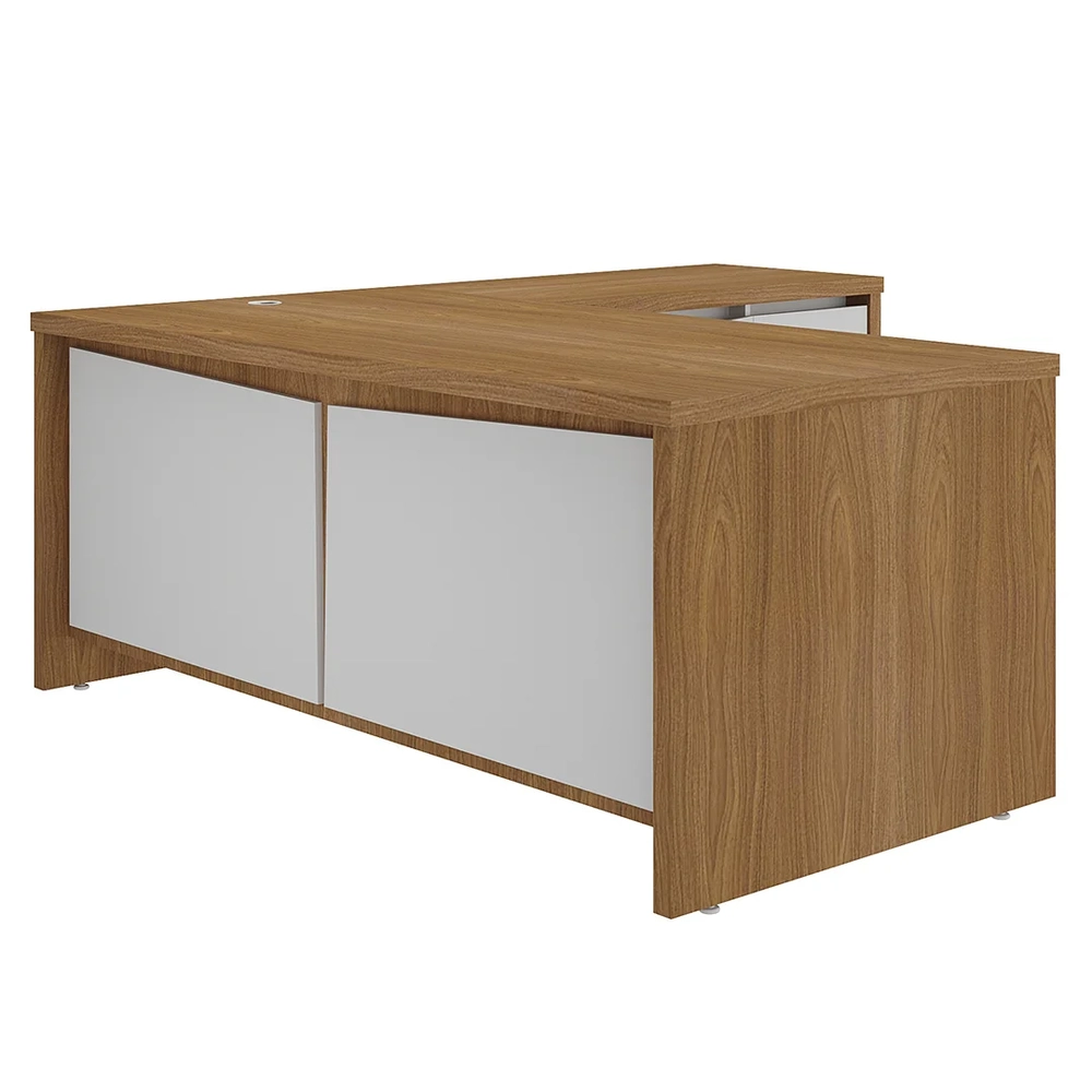 Mesa para Escritório em L Chefia 190cm Corp A06 Freijó/Branco - Mpozenato