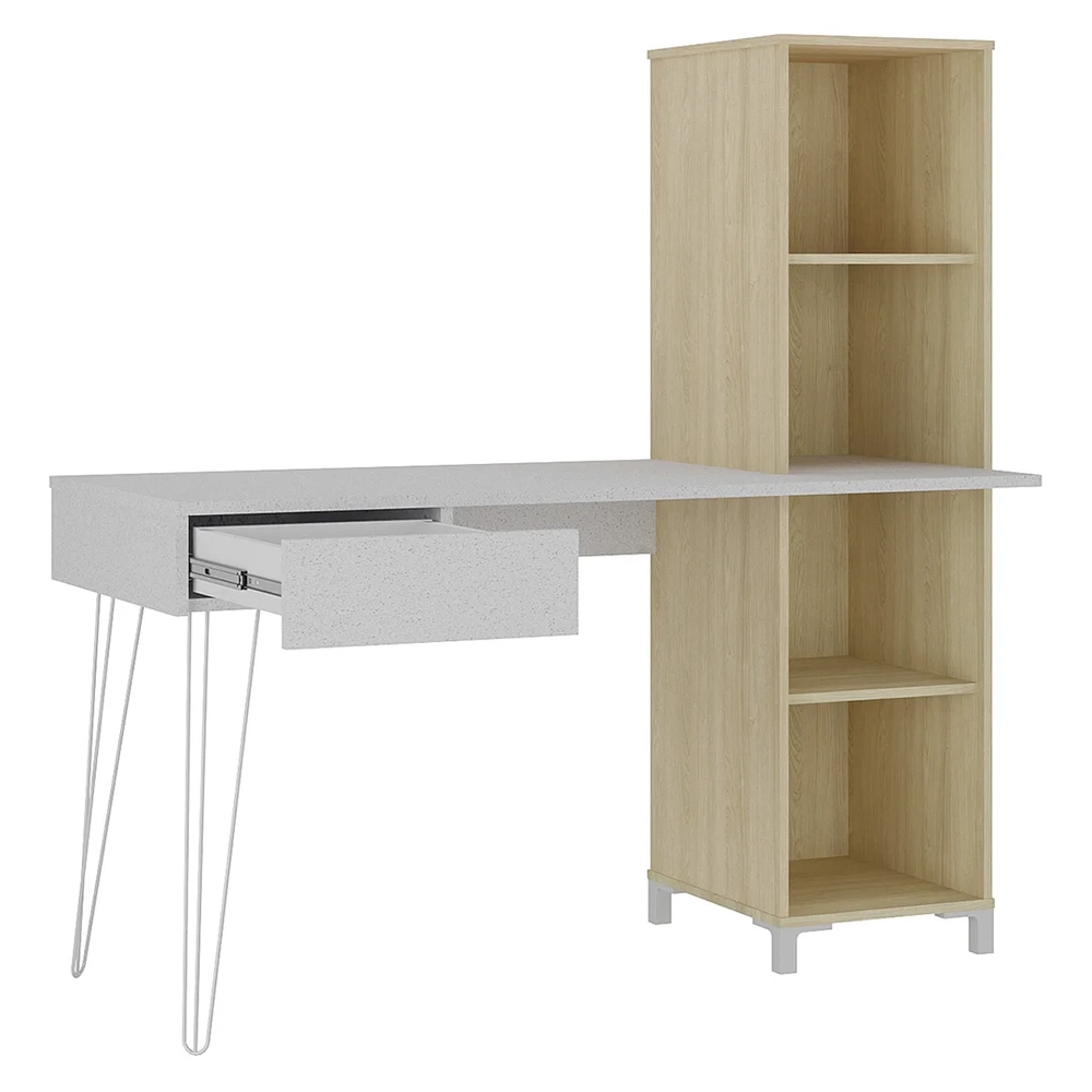 Mesa Escrivaninha com Estante Orizon A06 Terrazza/Carvalho   - Mpozenato