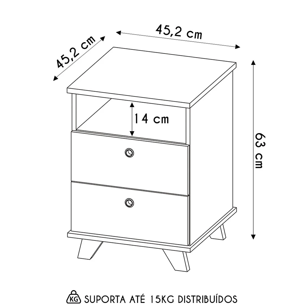 Gaveteiro para Escritório 2 Gavetas May A06 Freijó/Preto   - Mpozenato