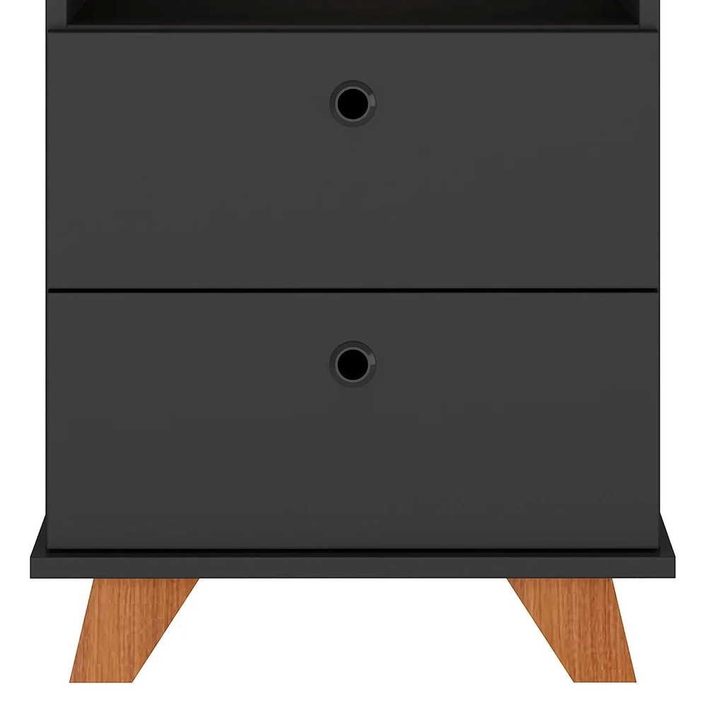 Gaveteiro para Escritório 2 Gavetas May A06 Freijó/Preto   - Mpozenato