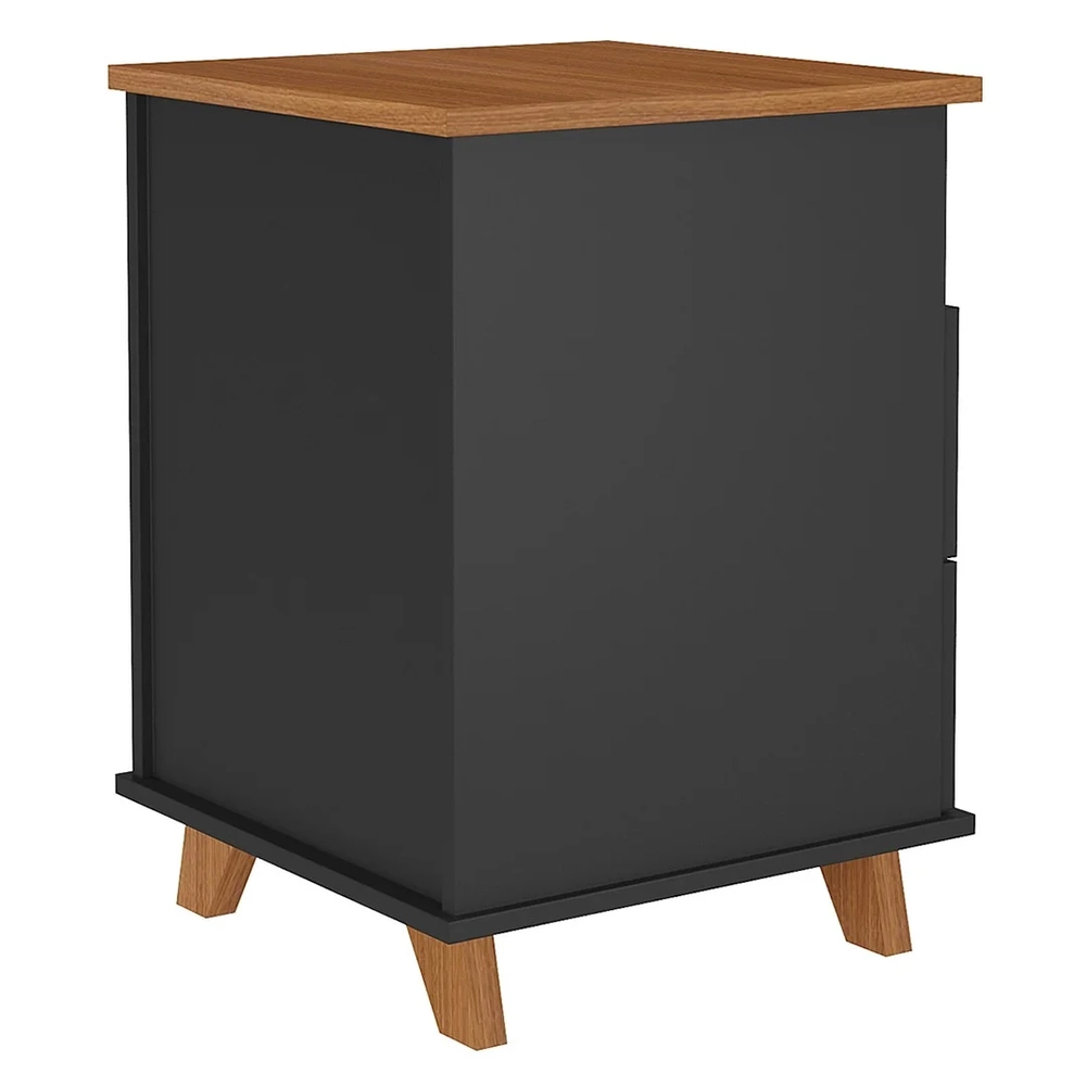 Gaveteiro para Escritório 2 Gavetas May A06 Freijó/Preto   - Mpozenato