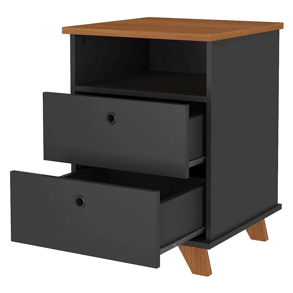 Gaveteiro para Escritório 2 Gavetas May A06 Freijó/Preto   - Mpozenato