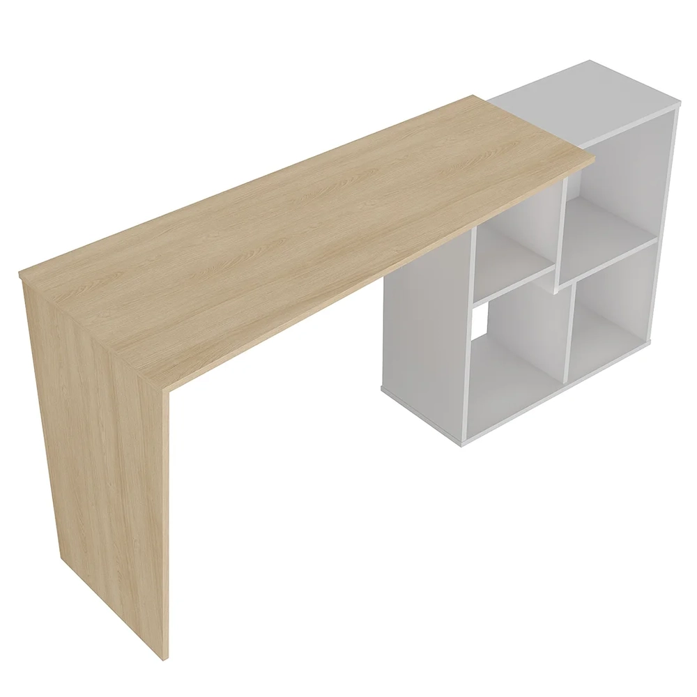 Mesa Escrivaninha 2 em 1 com Nichos Arbo A06 Carvalho/Branco - Mpozenato