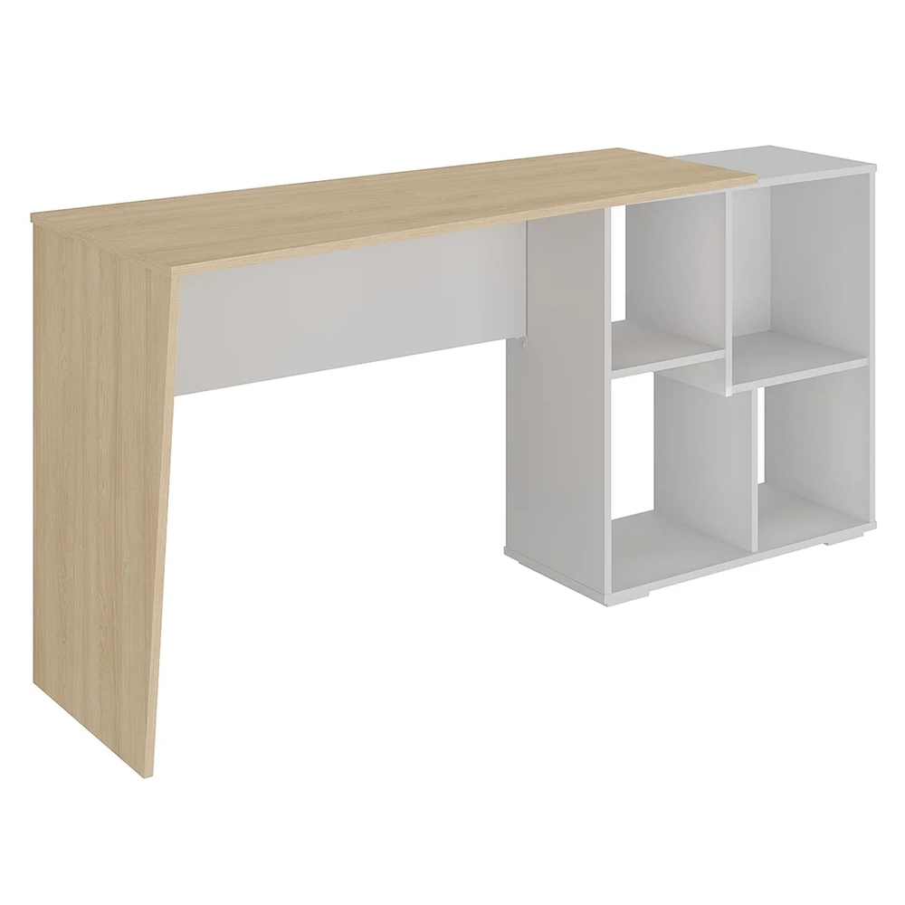 Mesa Escrivaninha 2 em 1 com Nichos Arbo A06 Carvalho/Branco - Mpozenato