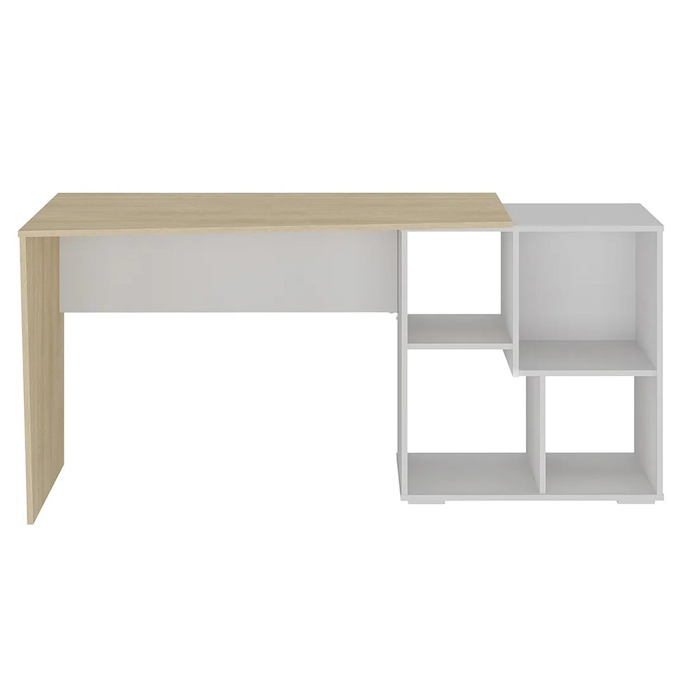 Mesa Escrivaninha 2 em 1 com Nichos Arbo A06 Carvalho/Branco - Mpozenato