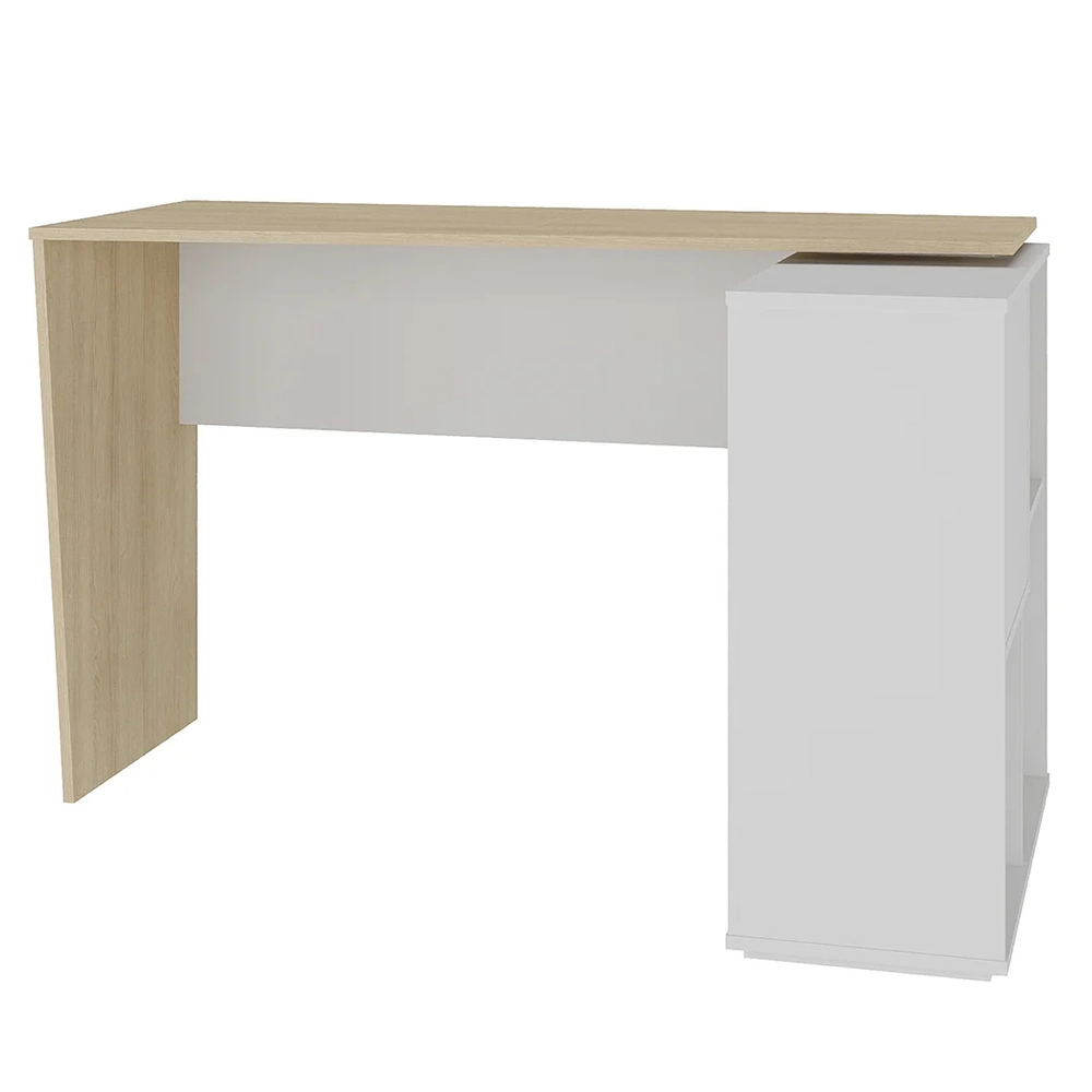 Mesa Escrivaninha 2 em 1 com Nichos Arbo A06 Carvalho/Branco - Mpozenato