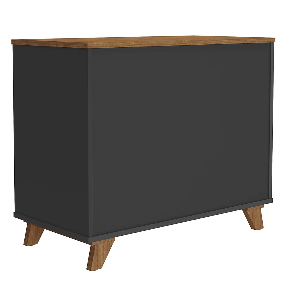 Balcão para Escritório 3 Gavetas 90cm Merano A06 Freijó/Preto - Mpozenato