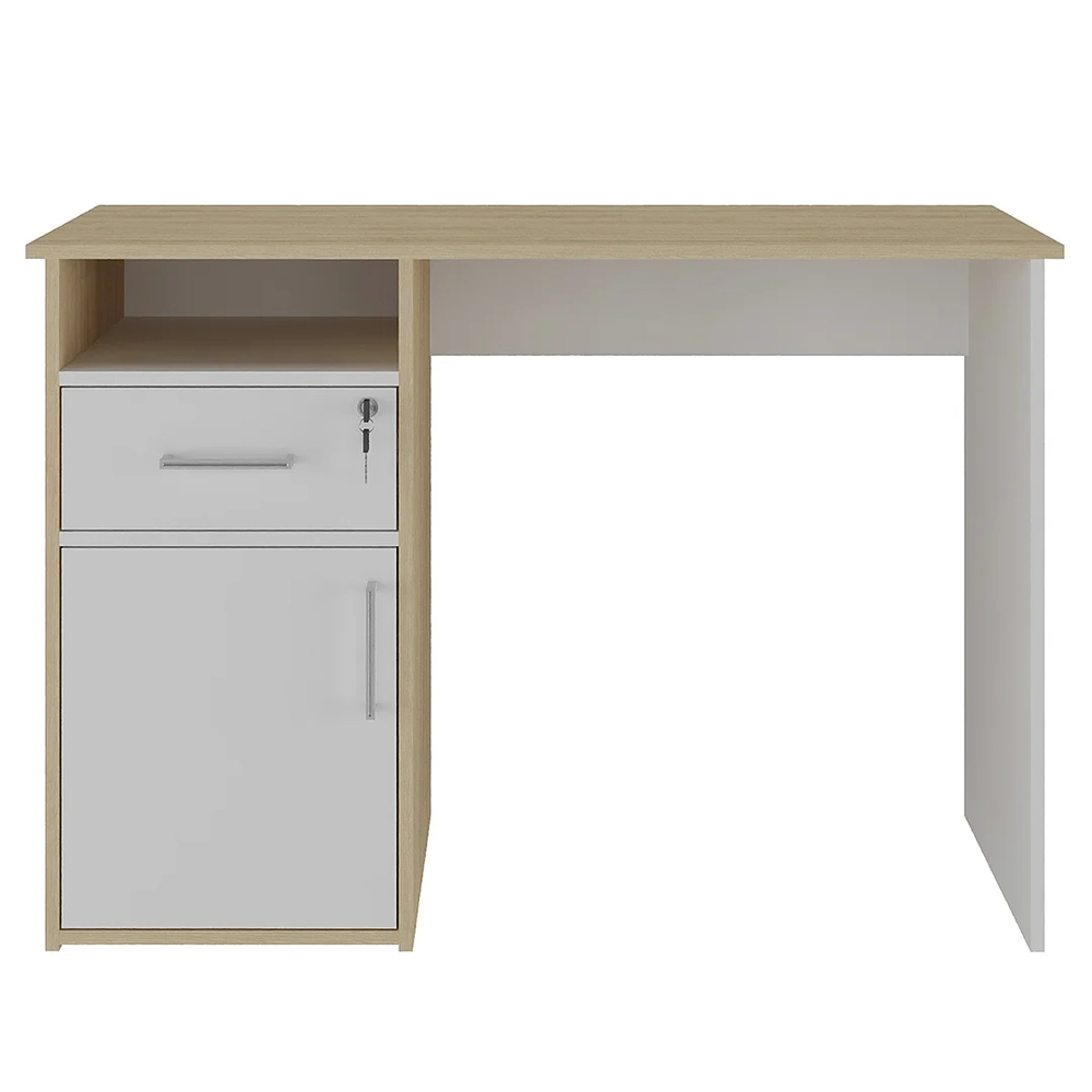 Mesa Escrivaninha Home Office 110cm Ally A06 Carvalho/Branco - Mpozenato