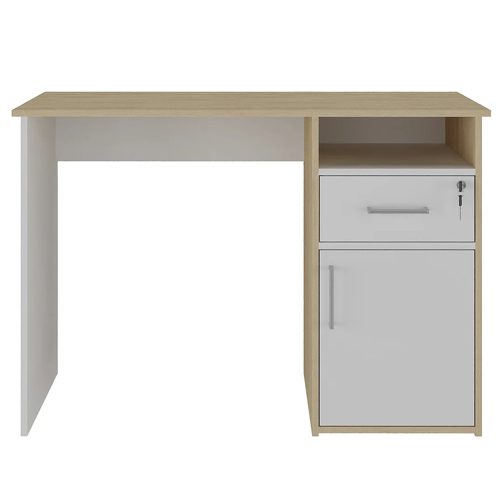Mesa Escrivaninha Home Office 110cm Ally A06 Carvalho/Branco - Mpozenato