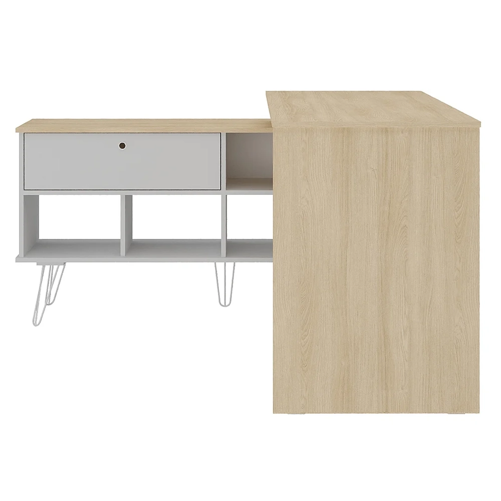 Mesa Escrivaninha Industrial 136cm Dhabi A06 Carvalho/Branco - Mpozenato