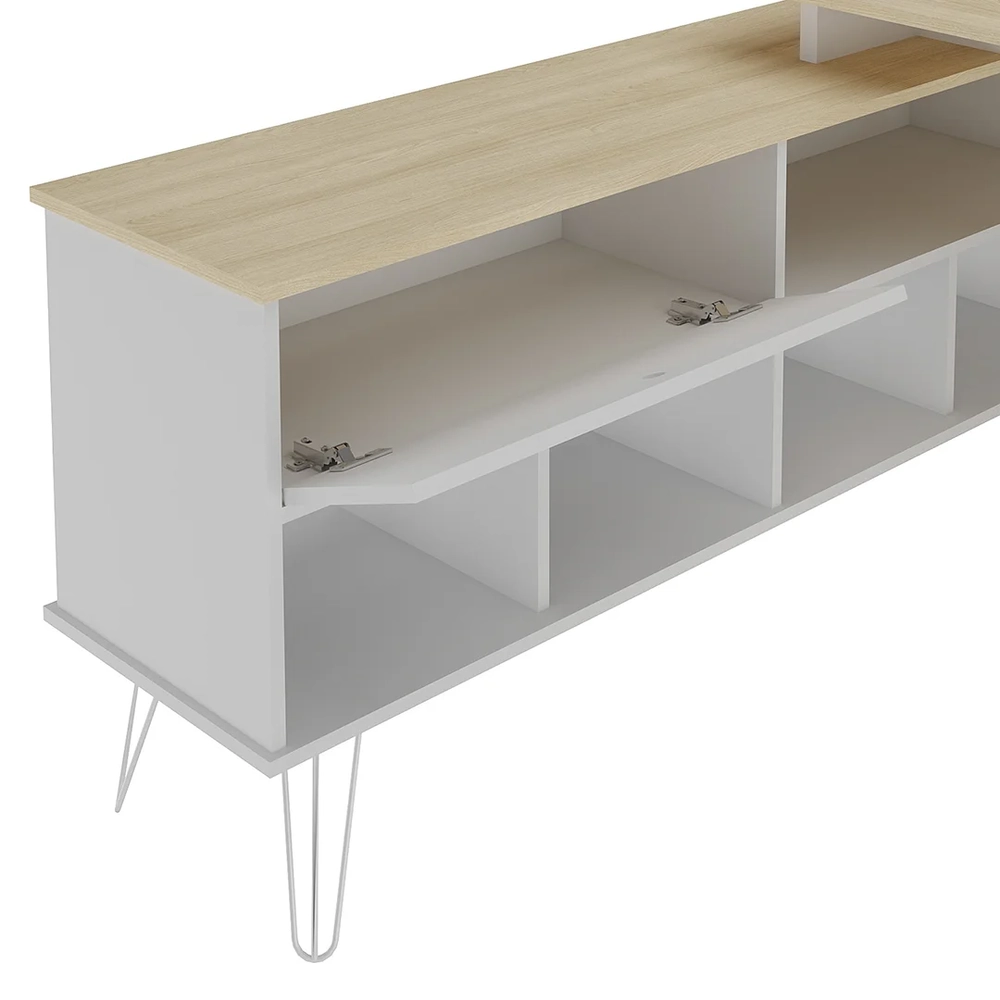 Mesa Escrivaninha Industrial 136cm Dhabi A06 Carvalho/Branco - Mpozenato
