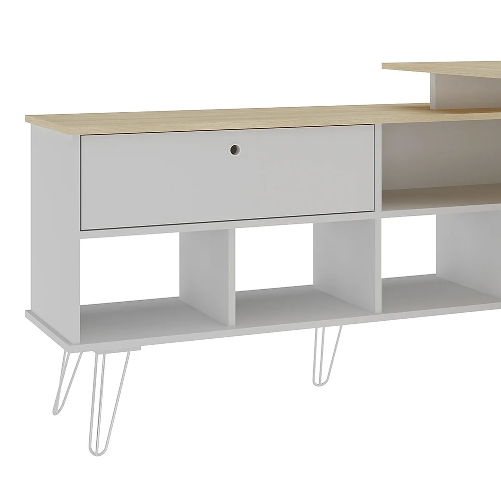 Mesa Escrivaninha Industrial 136cm Dhabi A06 Carvalho/Branco - Mpozenato