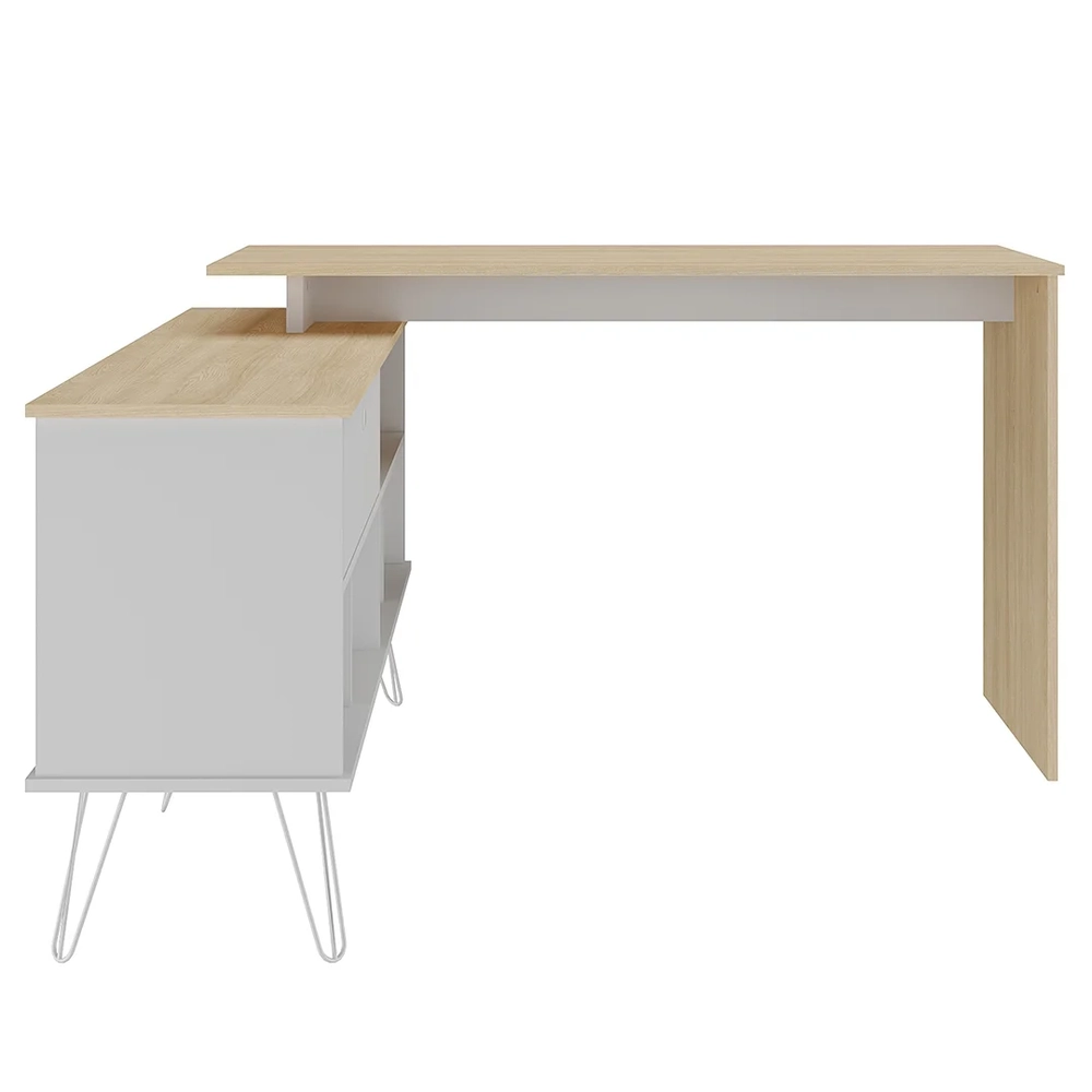 Mesa Escrivaninha Industrial 136cm Dhabi A06 Carvalho/Branco - Mpozenato