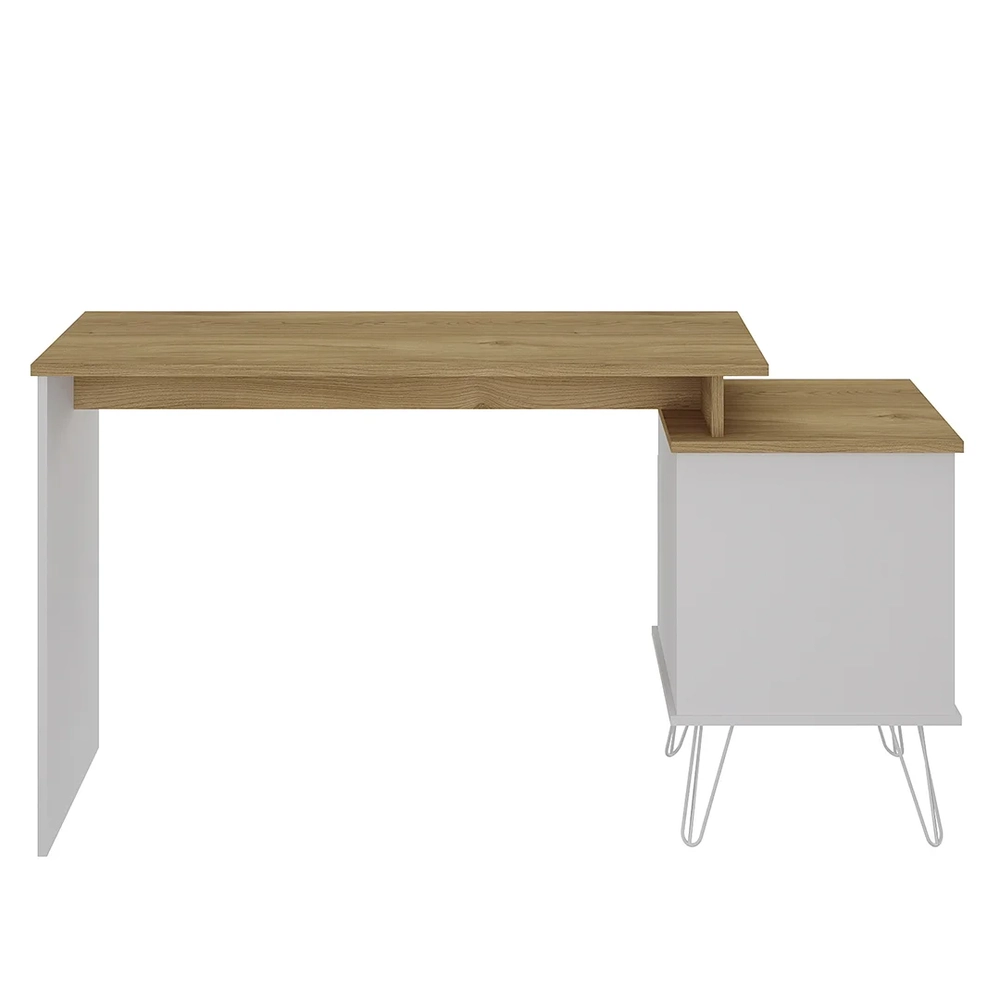 Mesa Escrivaninha Industrial 2 Gavetas Lux A06 Olmo/Branco   - Mpozenato