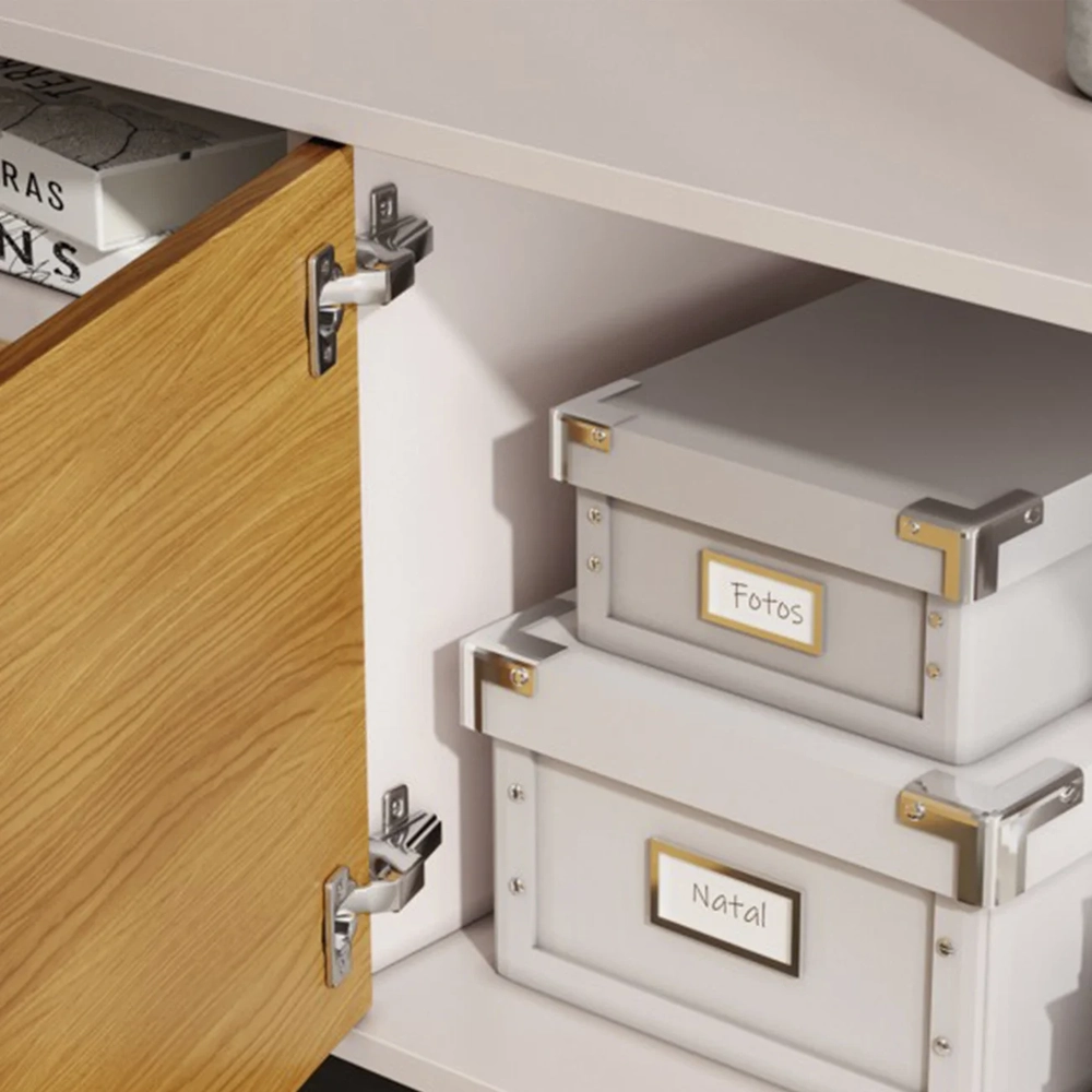 Rack Bancada de TV 85 Pol 220cm Áureo H01 Off White/Cinamomo - Mpozenato