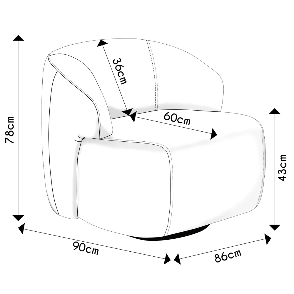 Poltrona Decorativa Giratória Orgânica Donk L08 Couro Camel  - Mpozenato