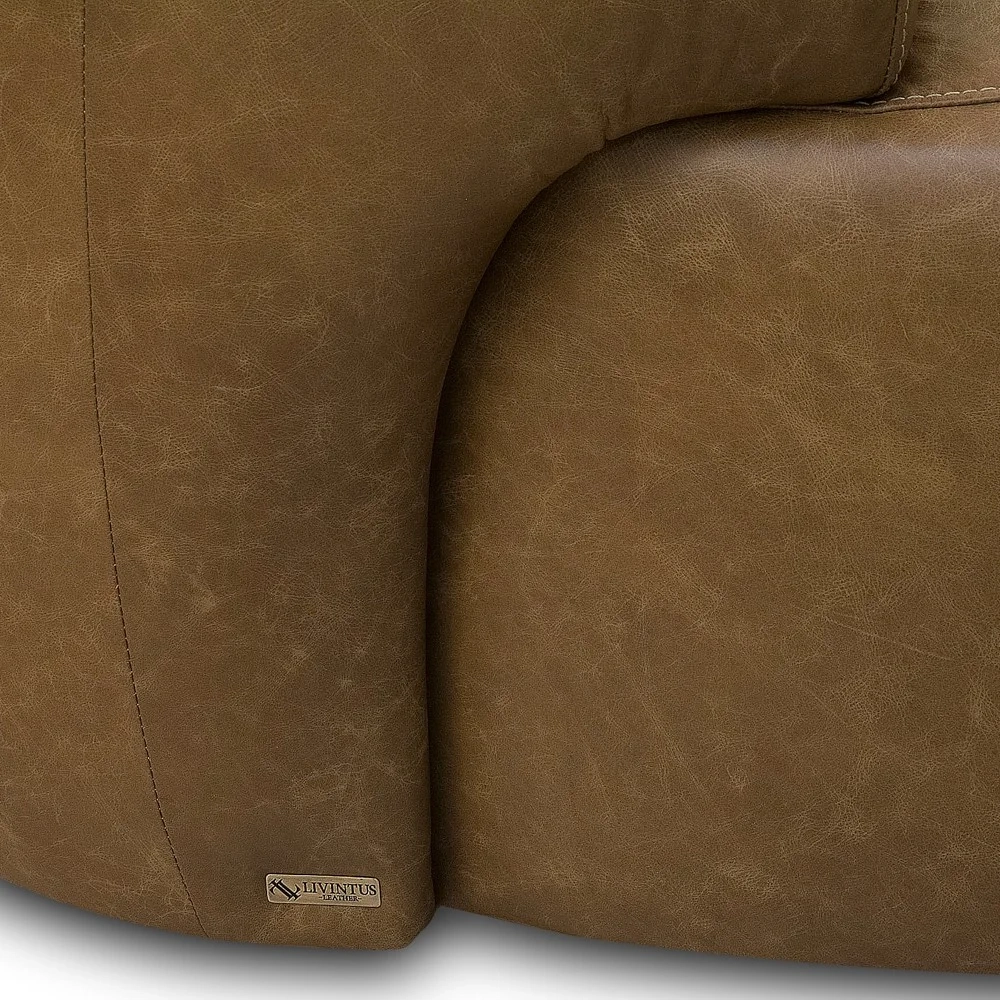 Poltrona Decorativa Giratória Orgânica Donk L08 Couro Camel  - Mpozenato