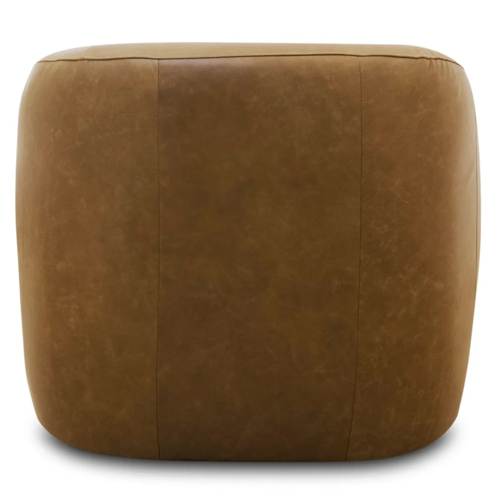 Poltrona Decorativa Giratória Orgânica Donk L08 Couro Camel  - Mpozenato