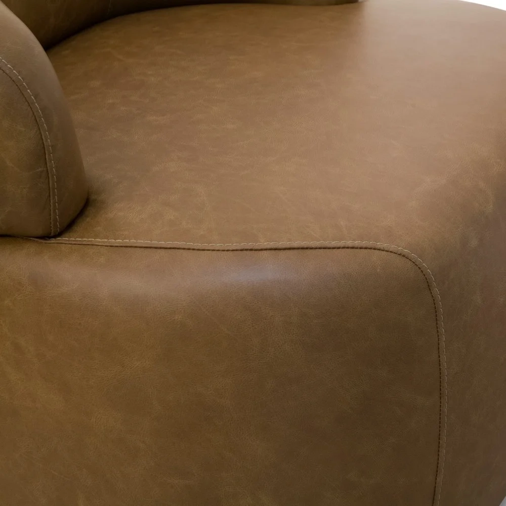 Poltrona Decorativa Giratória Orgânica Donk L08 Couro Camel  - Mpozenato