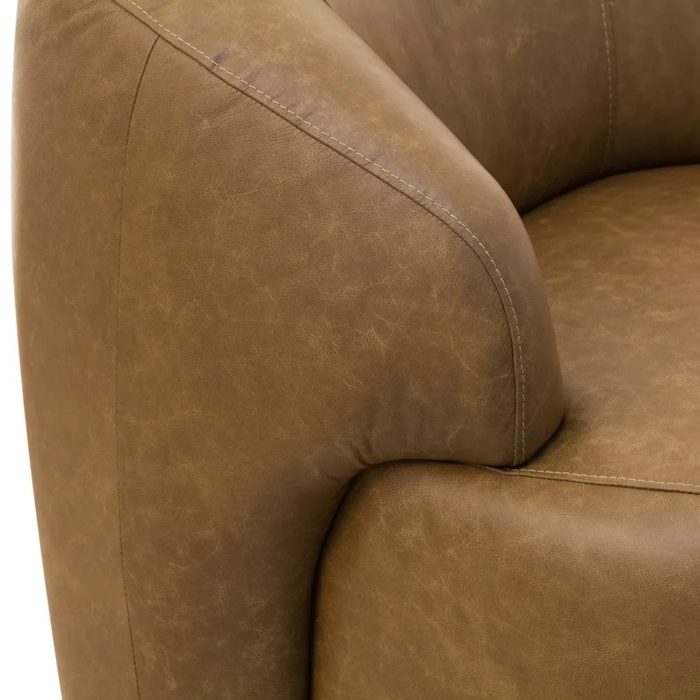 Poltrona Decorativa Giratória Orgânica Donk L08 Couro Camel  - Mpozenato