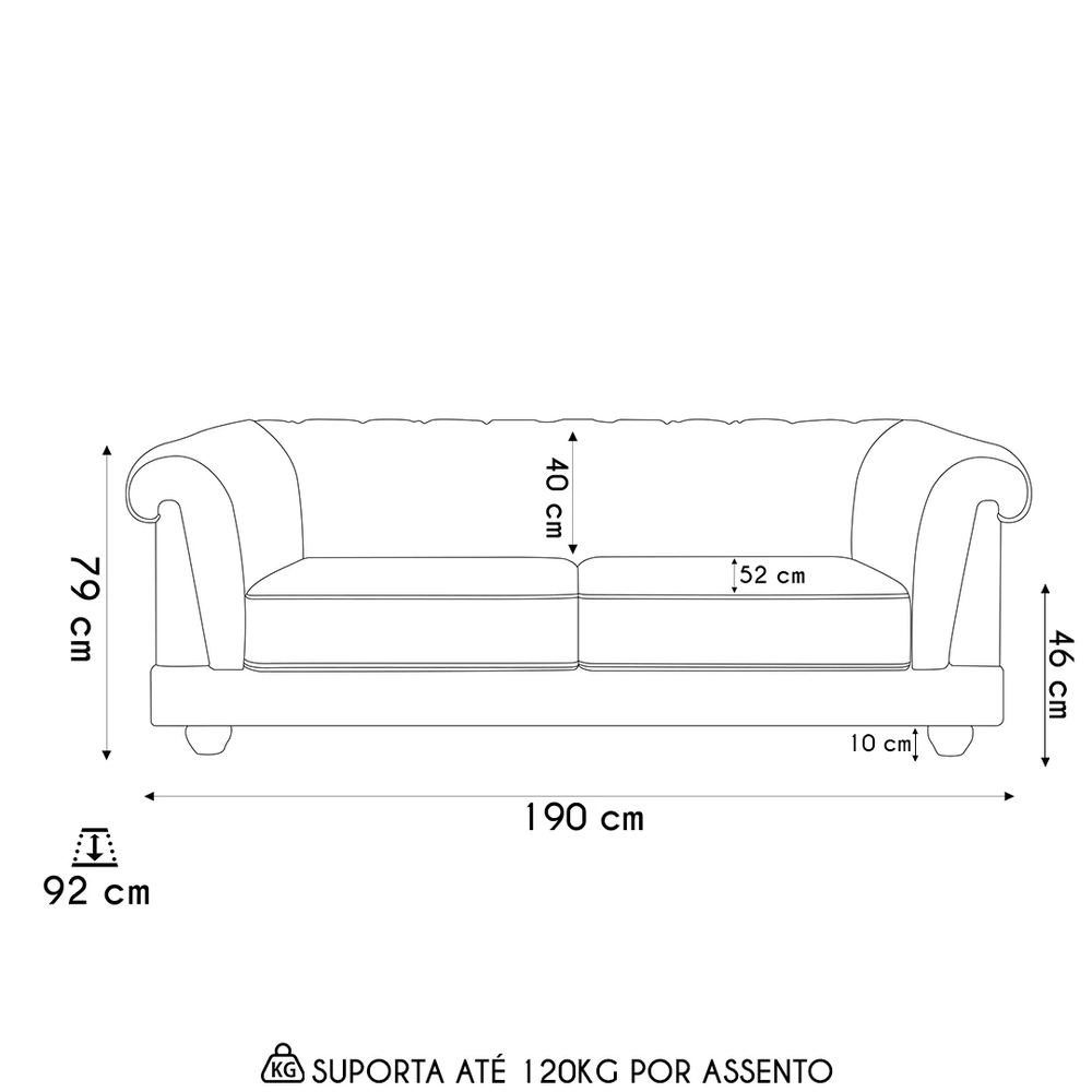 Sofá 2 Lugares Sala de Estar 190cm Otto Z32 Sintético Marrom - Mpozenato