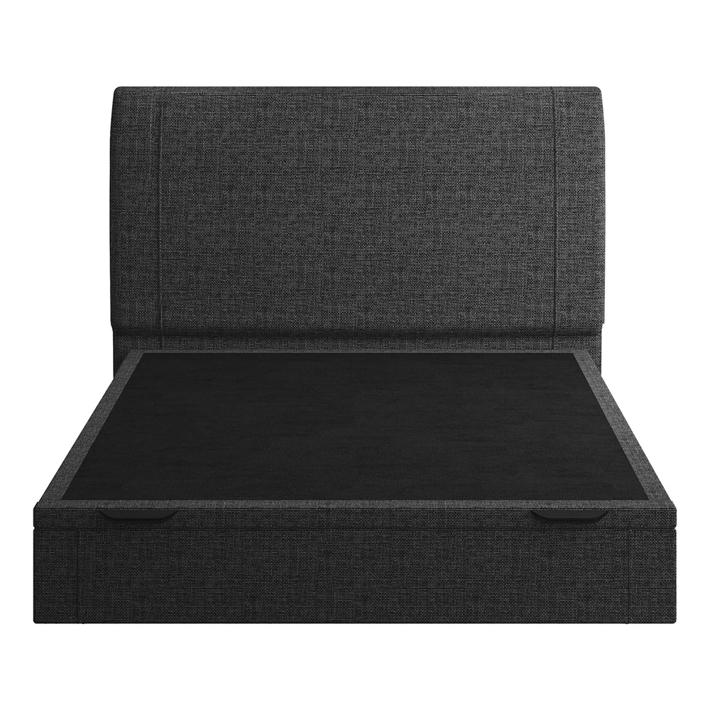 Cama Casal Flutuante Baú Cabeceira 140cm Fly S05 Linho Preto - Mpozenato