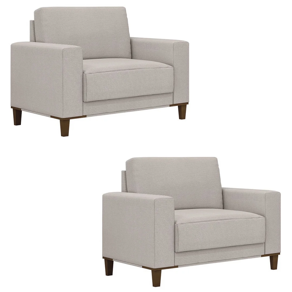 Poltrona Decorativa Sala de Estar Kit 02 Zaire Z32 Linho Areia - Mpozenato