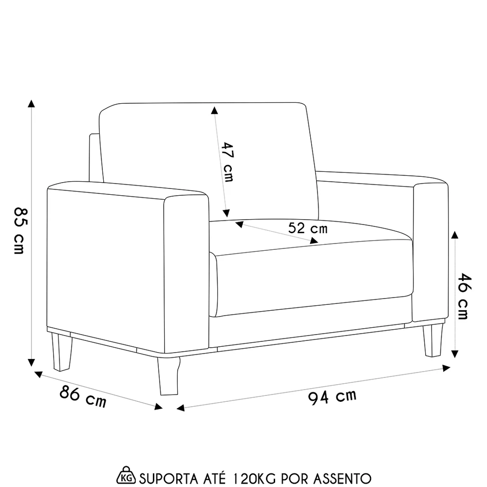Poltrona Decorativa Sala de Estar Kit 02 Zaire Z32 Linho Areia - Mpozenato